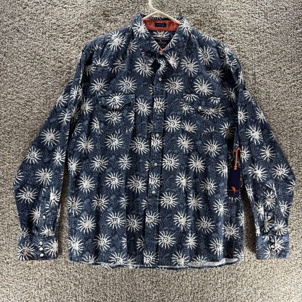 Margaritaville Shirt Mens Large Calyspo Cowboy Pearl Snap Island Reserve New